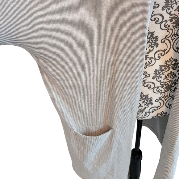 DONNI. Cardigan Cottage Lagenlook Women Coastal Grey Open Front Pockets Duster - Picture 8 of 14